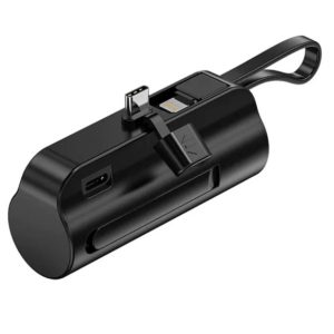 Batterie externe portable 5000 mAh avec deux ports, avec cordon tour de cou et support de téléphone